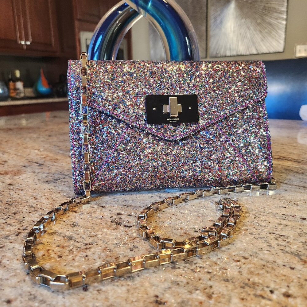 KATE SPADE Sonia Moonlit Soiree Multicolor Glitter Evening Clutch Crossbody